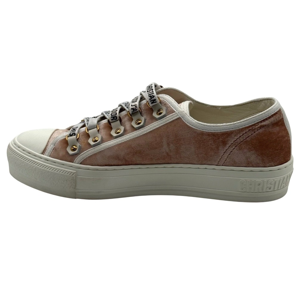 Christian Dior Walk'n'Dior Women's Size 7.5 EU 38.5 Pink Velvet Low Sneakers NEW - Picture 5 of 14